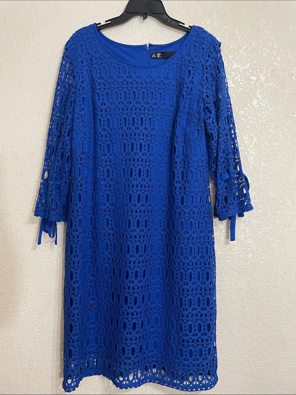 Leslie Fay Royal Blue Crochet Midi Dress